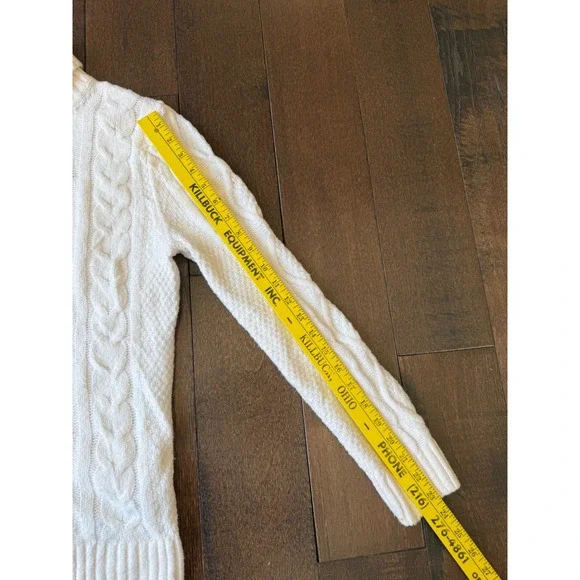 Abercrombie & Fitch Womens Cream Cable Knit Turtleneck Sweater XS White Cotton - Picture 7 of 9